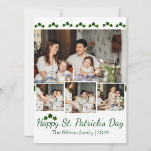 Happy St. patrick's day Shamrocks family photo Holiday Card