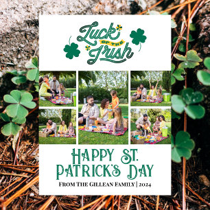 Happy St. patrick's day Shamrocks family photo  Holiday Card