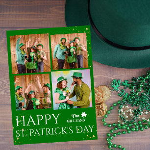Happy St. patrick's day Shamrocks family photo  Holiday Card