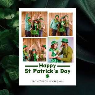 Happy St. patrick's day Shamrocks family photo  Holiday Card