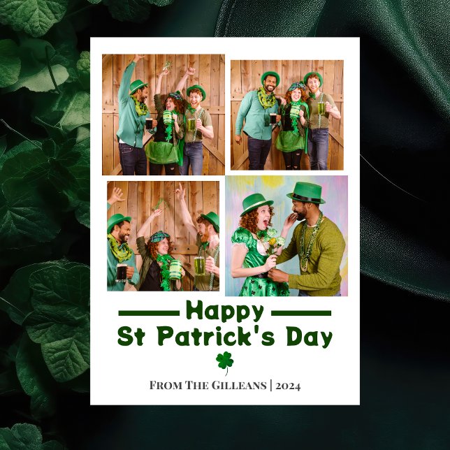 Happy St. patrick's day Shamrocks family photo  Holiday Card (Creator Uploaded)