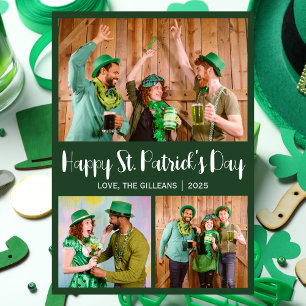 Happy St patricks day Shamrocks family photo Holiday Card