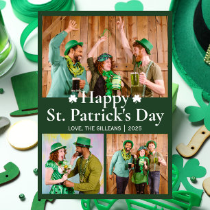 Happy St patricks day Shamrocks family photo Holiday Card
