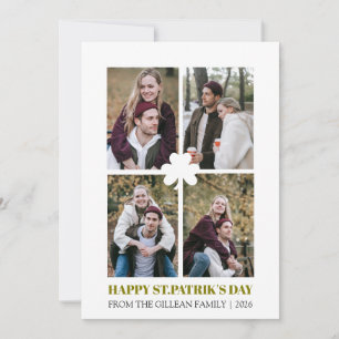 Happy St. patrick's day Shamrocks family photo Holiday Card