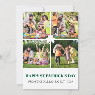 Happy St. patrick's day Shamrocks family photo Holiday Card