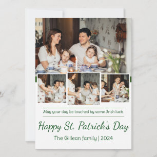 Happy St. patrick's day Shamrocks family photo Holiday Card