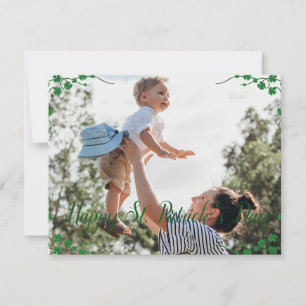 Happy St. patrick's day Shamrocks family photo Holiday Card