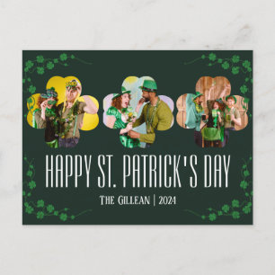 Happy St. patrick's day Shamrocks family photo  Holiday Postcard