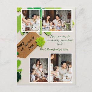 Happy St. patrick's day Shamrocks family photo Holiday Postcard