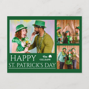 Happy St patricks day Shamrocks family photo  Holiday Postcard