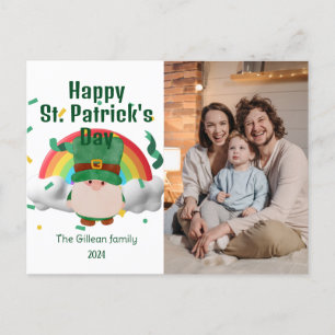 Happy St. patrick's day Shamrocks family photo Holiday Postcard