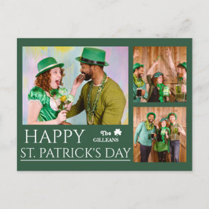 Happy St patricks day Shamrocks family photo Holiday Postcard