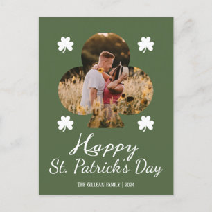 Happy St patricks day Shamrocks family photo Holiday Postcard