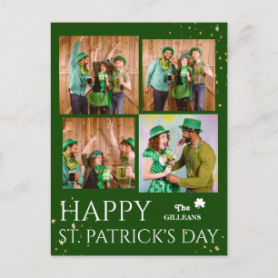 Happy St. patrick's day Shamrocks family photo  Holiday Postcard