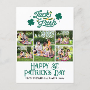 Happy St. patrick's day Shamrocks family photo  Holiday Postcard