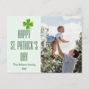Happy St. patrick's day Shamrocks family photo  Holiday Postcard