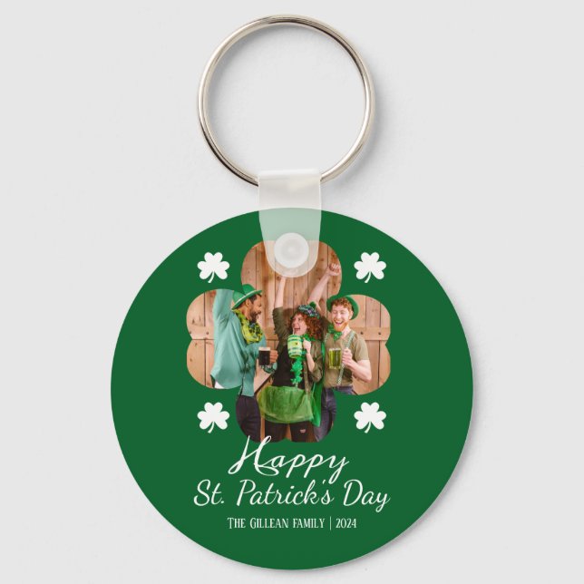 Happy St patricks day Shamrocks family photo Key Ring (Front)