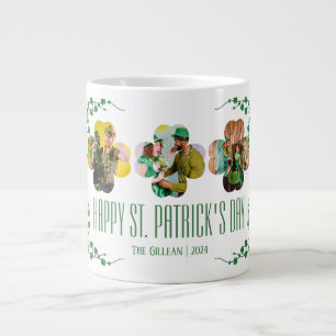 Happy St. patrick's day Shamrocks family photo Large Coffee Mug