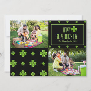 Happy St patricks day Shamrocks family Two photo  Holiday Card