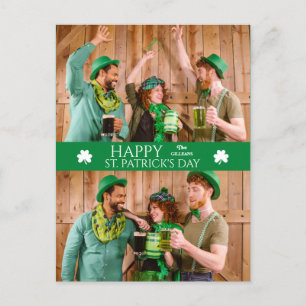 Happy St patricks day Shamrocks family Two photo Holiday Postcard