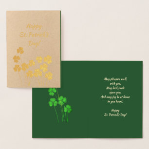 Happy St. Patrick's Day. Shamrocks Luxury Foil Card