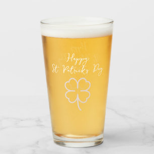 Happy St. patrick's day Shamrocks Simple Script Glass