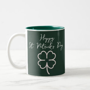 Happy St. patrick's day Shamrocks Simple Script Two-Tone Coffee Mug