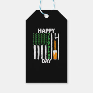 Happy St Patricks Day Shamrocks US American Flag M Gift Tags
