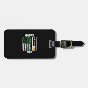 Happy St Patricks Day Shamrocks US American Flag M Luggage Tag