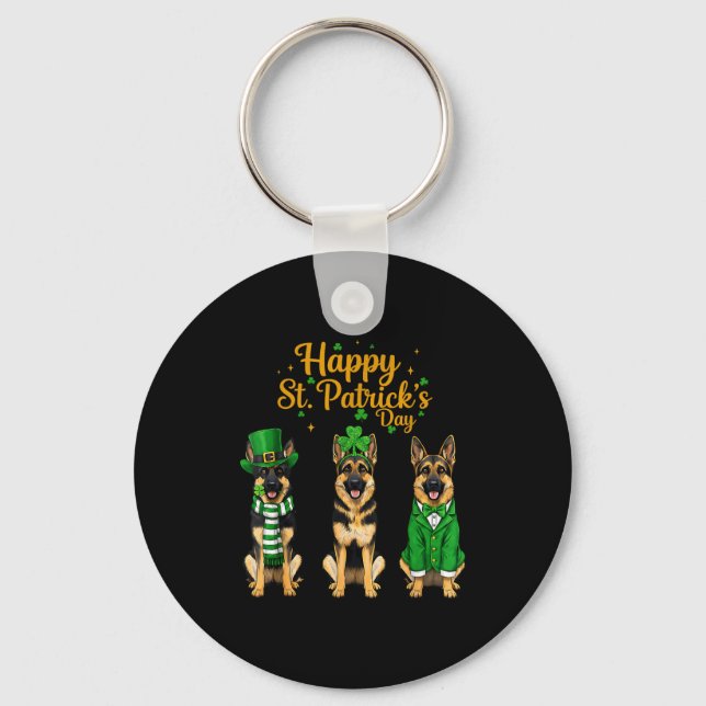 Happy st patricks day shepherd dog graphic - key ring (Front)