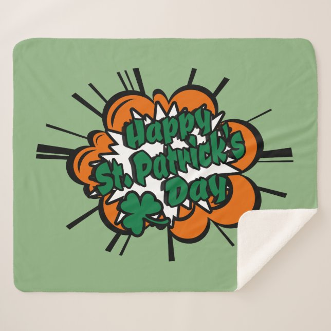 Happy St. Patrick's Day Sherpa Blanket (Front (Horizontal))