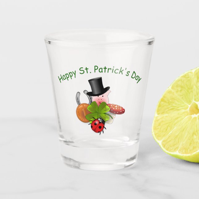 Happy St. Patrick's Day Shot Glass (Front)