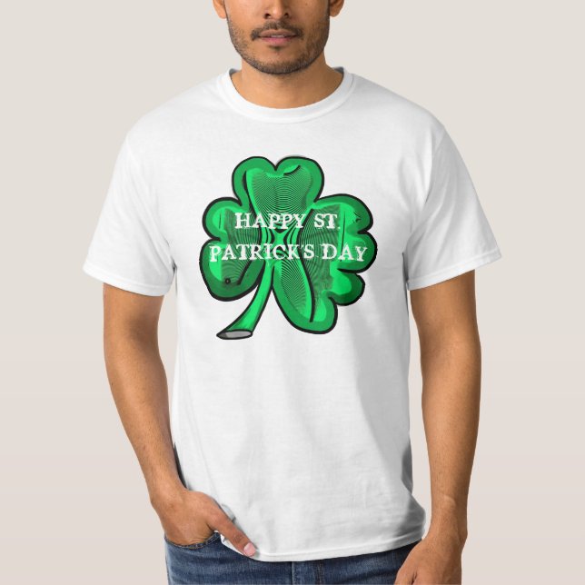 Happy St. Patrick's Day simple clover value tee (Front)