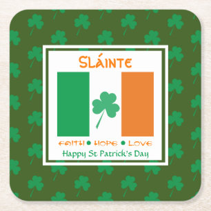 HAPPY ST PATRICK'S DAY Sláinte Square Paper Coaster