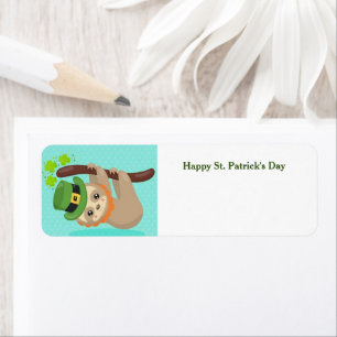 Happy St. Patrick's Day Sloth address label Return Address Label