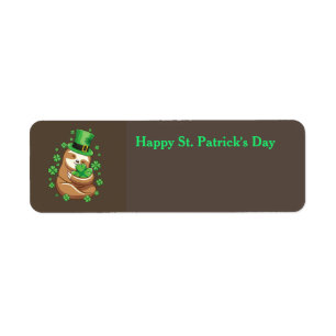 Happy St. Patrick's Day Sloth address label Return Address Label