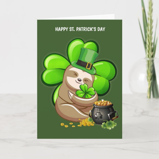 Happy St. Patrick's Day Sloth Greeting card (Front)