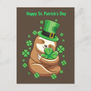 Happy St. Patrick's Day Sloth postcard