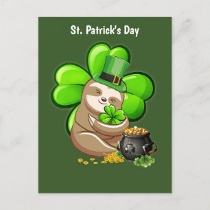 Happy St. Patrick's Day Sloth postcard
