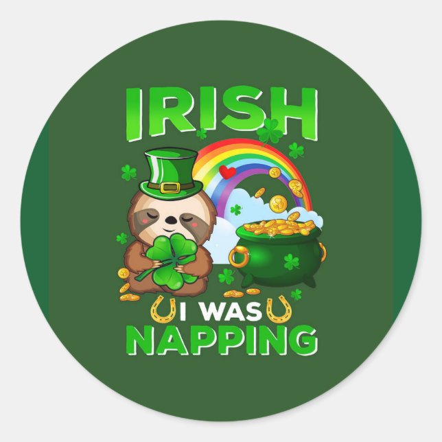 Happy St. Patrick's Day Sloth sticker (Front)