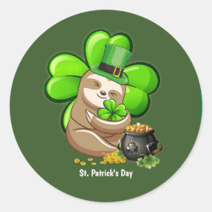 Happy St. Patrick's Day Sloth sticker