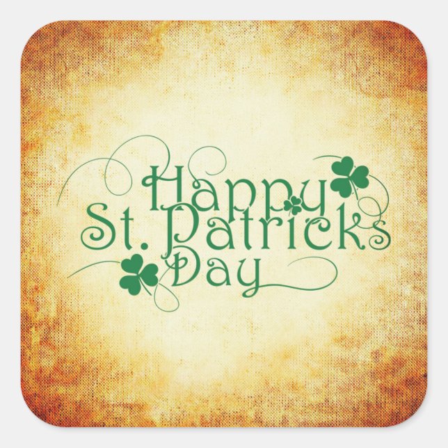 Happy St. Patrick's Day Square Sticker (Front)
