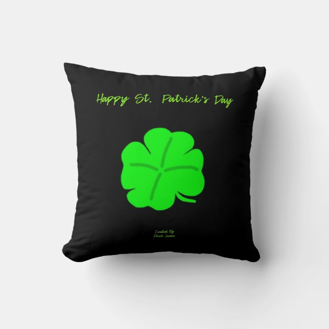 Happy St.  Patrick's Day Square Throw Pillow (Front)