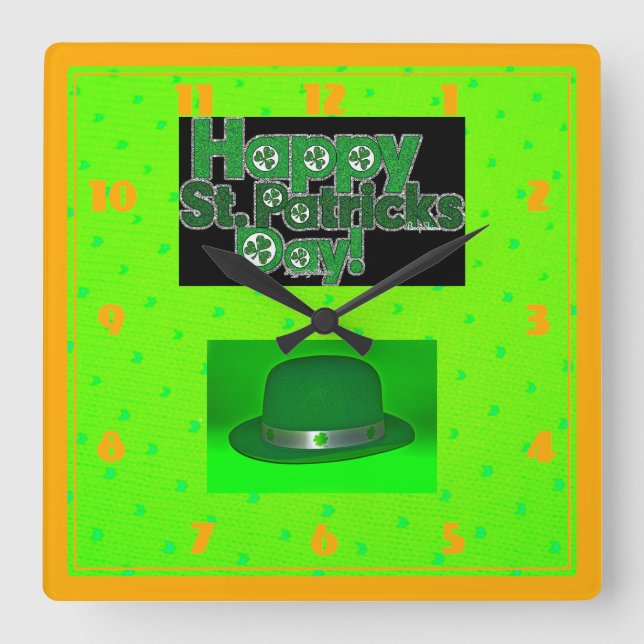 Happy St.Patricks Day Square Wall Clock (Front)