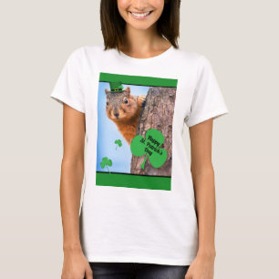 Happy St. Patrick's Day Squirrel in Hat Humour T-Shirt