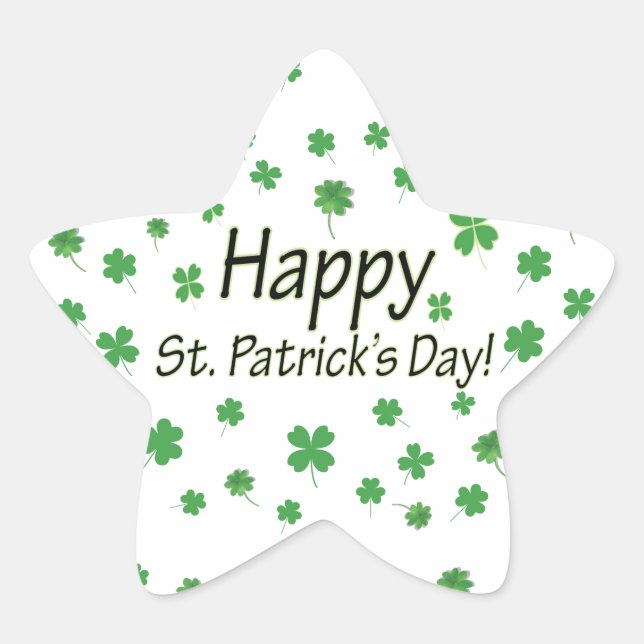 Happy St Patricks Day Star Sticker (Front)