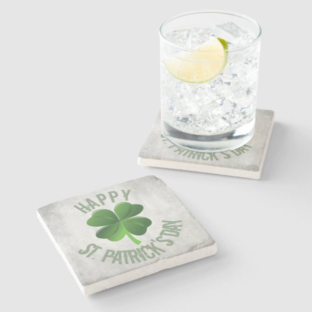 Happy St. Patrick's Day Stone Coaster (Side)