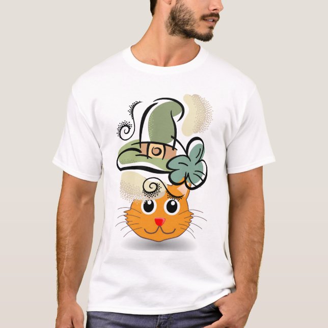 Happy St. Patrick's Day T-Shirt Cat (Front)