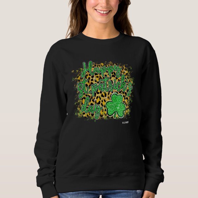 Happy St Patricks Day Tee Shamrock Leopard Classic (Front)