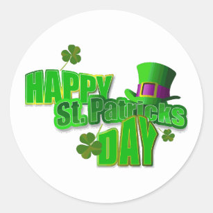 Happy St. Patrick's Day Text Classic Round Sticker